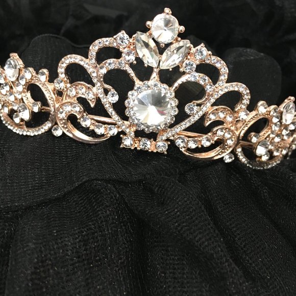 Tiara Rose Gold CZ Crystals Tiara  Crown